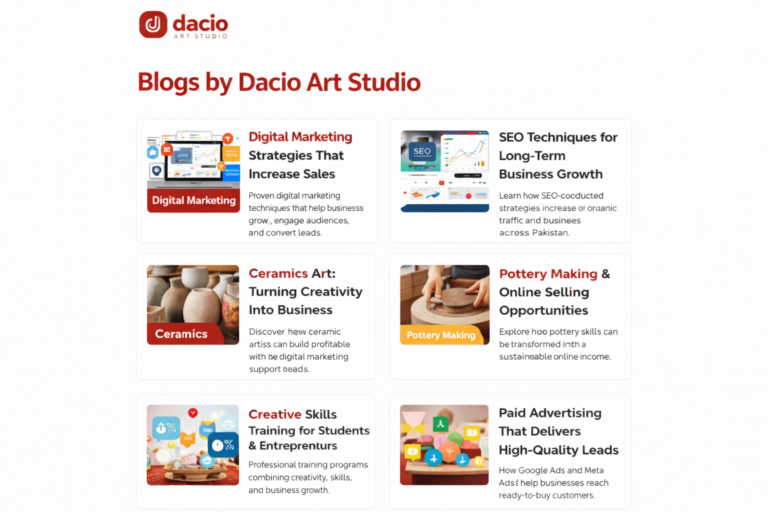 Dacio Art Studio – Digital Marketing, Ceramics & Pottery Training in Pakistan